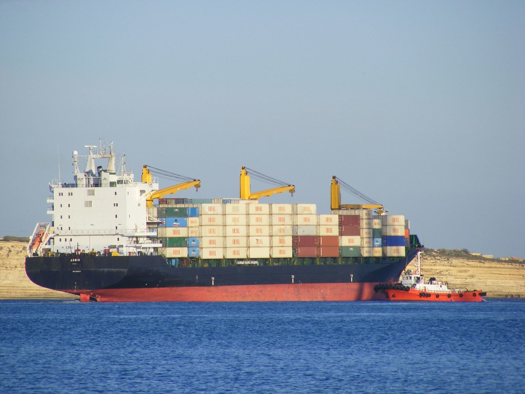 Islamic Republic of Iran Shipping Lines - IRISL - Container ship ARTIS departing Malta Feb 2011